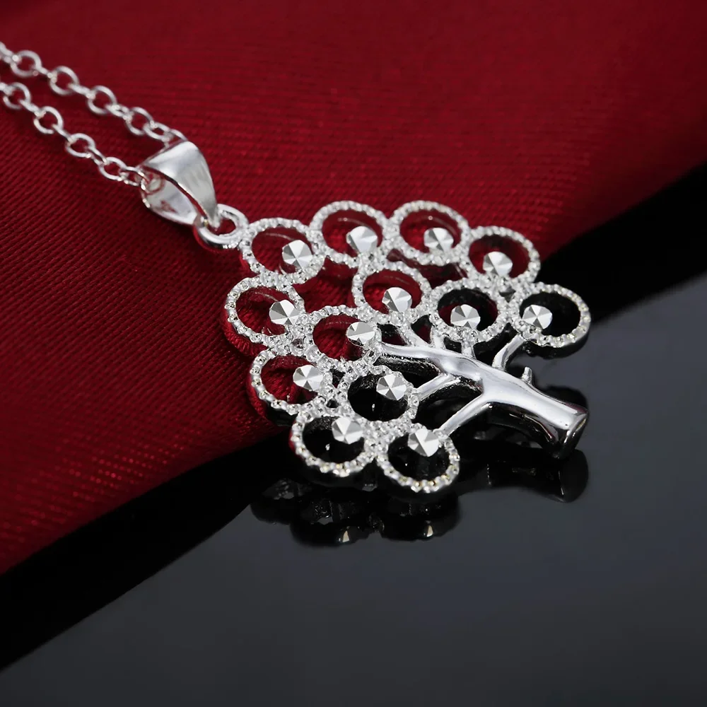 Pendant Necklace 45cm 925 Sterling Silver fine tree For Women Fashion charms Christmas gifts party Wedding Jewelry