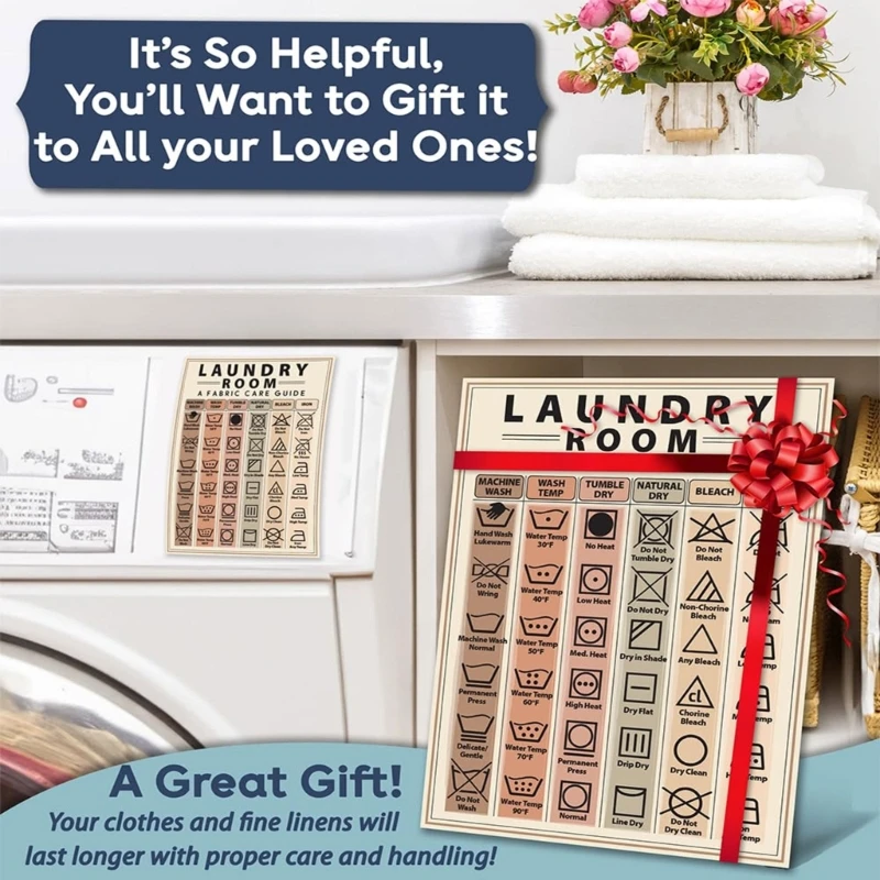 Laundry Symbols Guide Magnet Laundry Magnets for Washing Machine Instructions