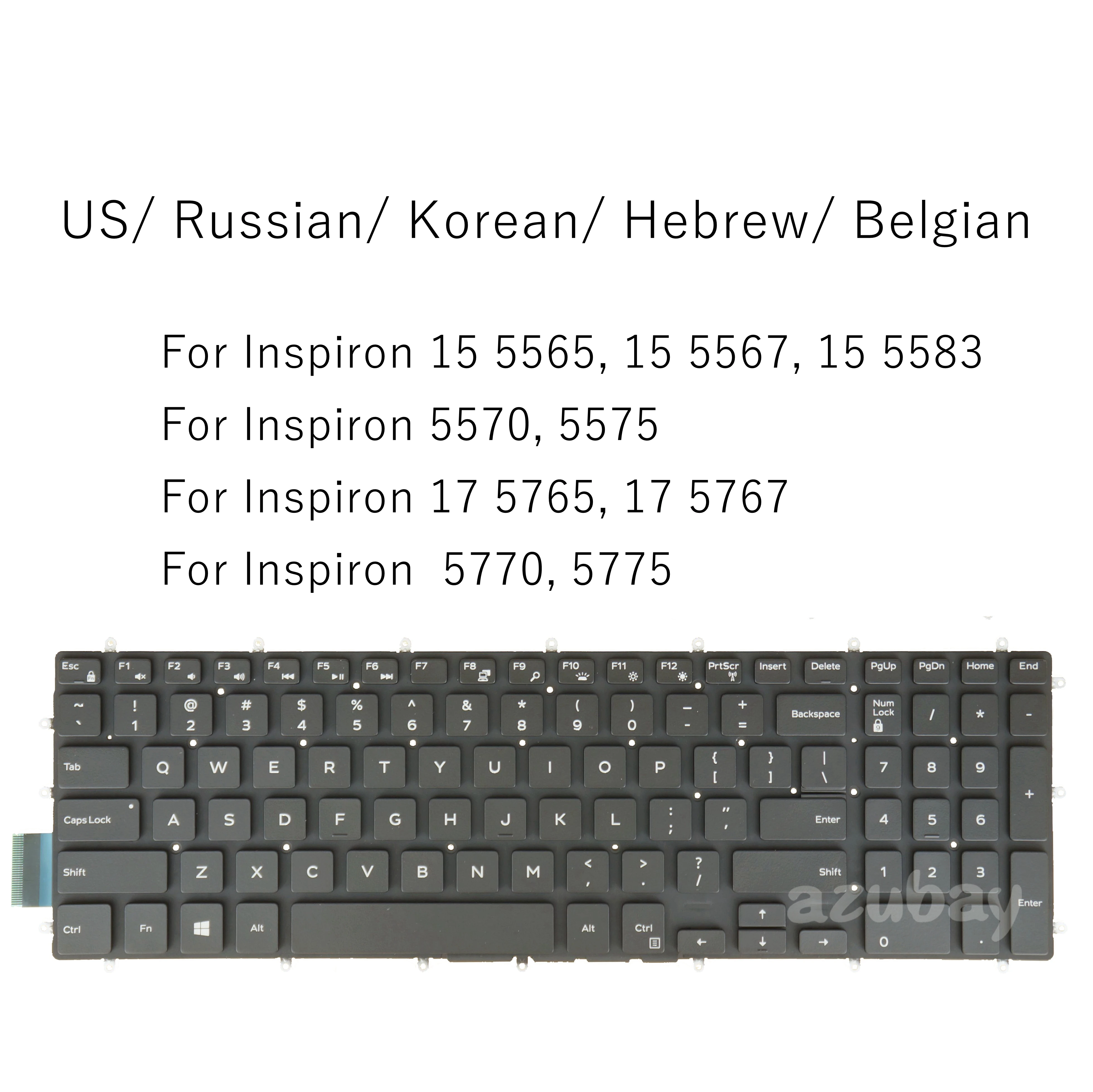 Russo Coreano Hebraico Belga Azerty Teclado para Dell Inspiron 15- 5565 5567 5570 5575 5583 17- 5765 5767 5770 5775 Retroiluminado us