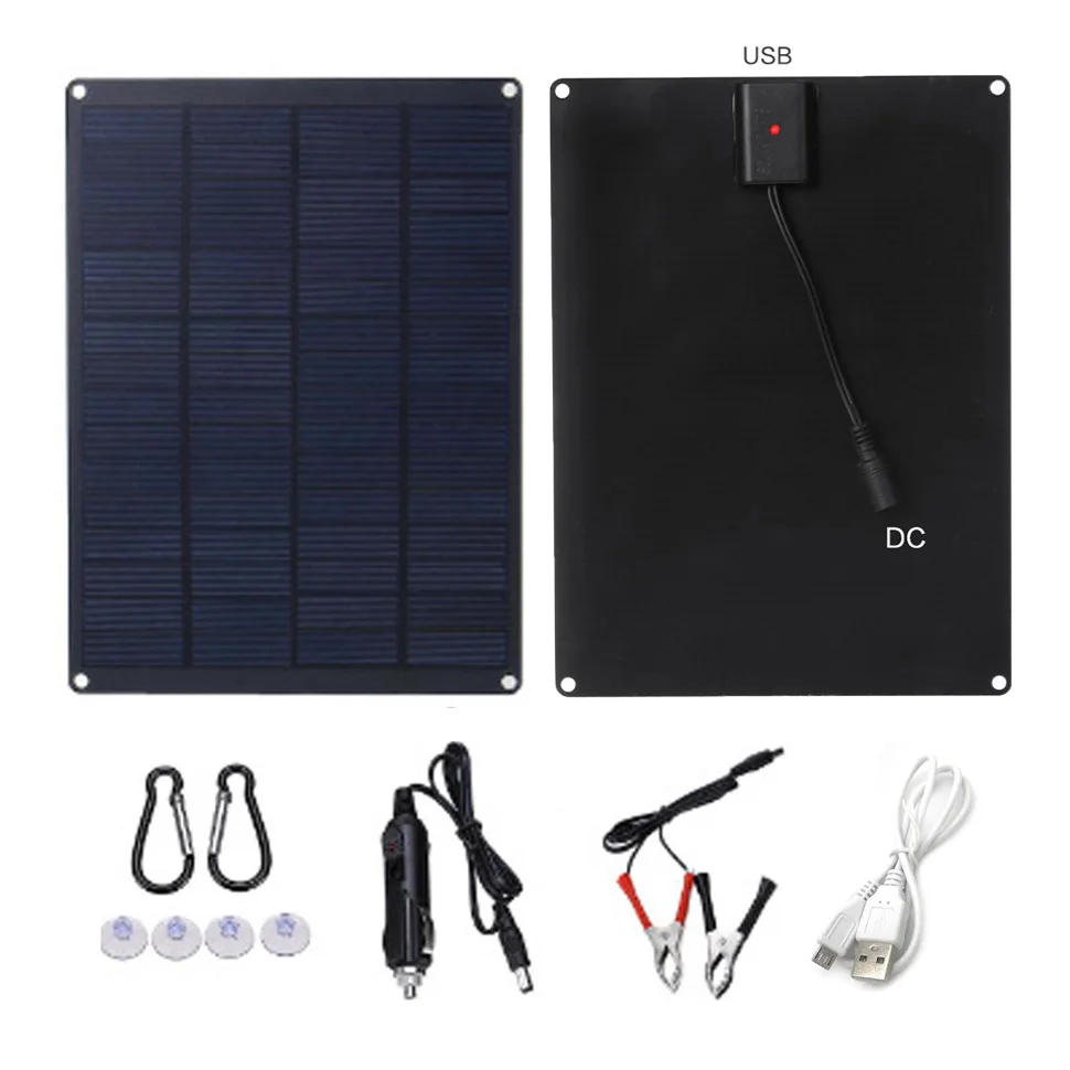 Caricabatterie Per Pannello Solare 5V 12V 6W Caricabatteria Solare Ricarica Per Tablet Cellulare 12V Batteria Per Veicoli Power Bank All'Aperto.