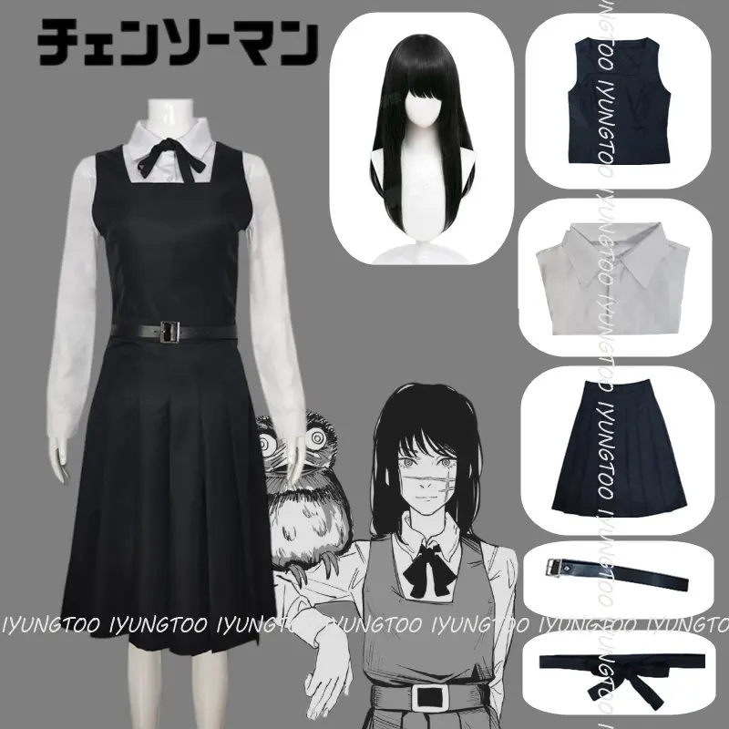 

Anime Chainsaw Man Asa Mitaka Cosplay Costume Wig Black JK Dress High School Uniform War Devil Girl Outfit Women Halloween Party