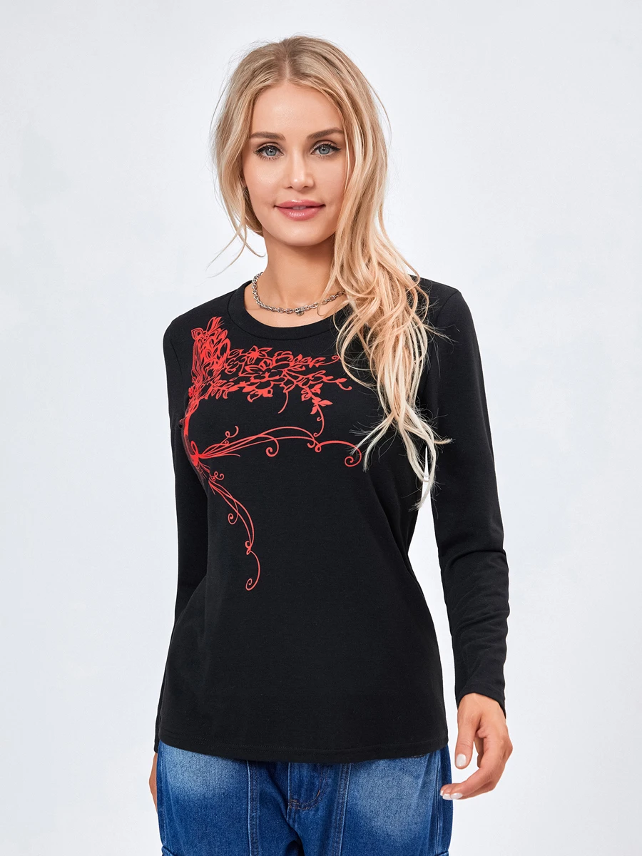 

Women Y2K T-Shirts Vintage Graphic Print Long Sleeve Shirts Fairy Grunge Sweatshirt Aesthetic Tees Top