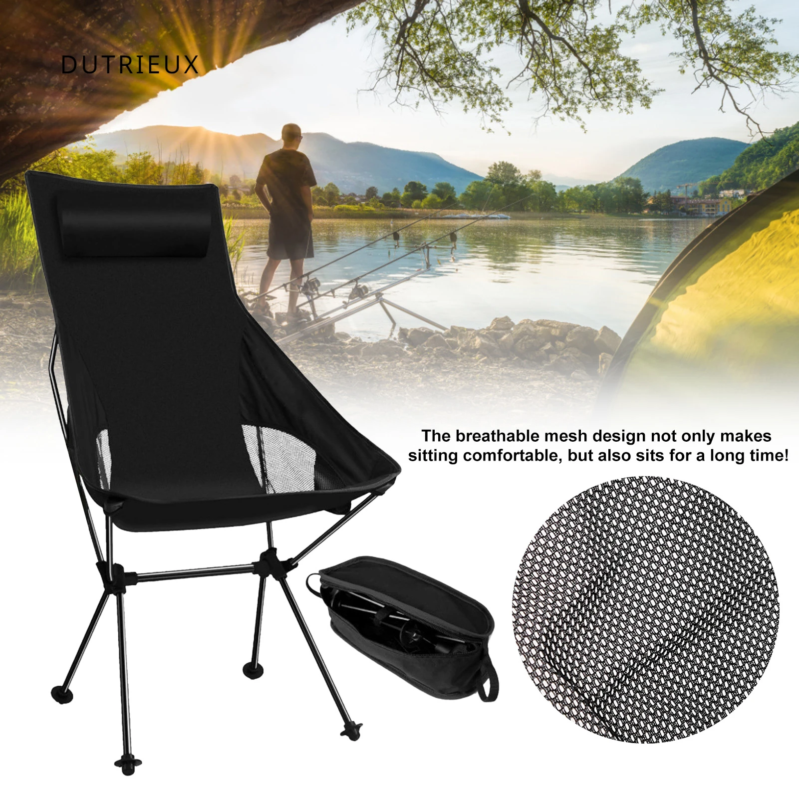 

New Outdoor Moon Chair Lightweight Fishing Camping BBQ Chairs Portable Folding Extended Hiking Seat Garden Ultralight Backpackin