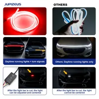 LED Car Daytime Running Light Strip - Red & Yellow Dual Color Plug And Play Start Scan Turn Signal 12V Universal Car Hood Light 3