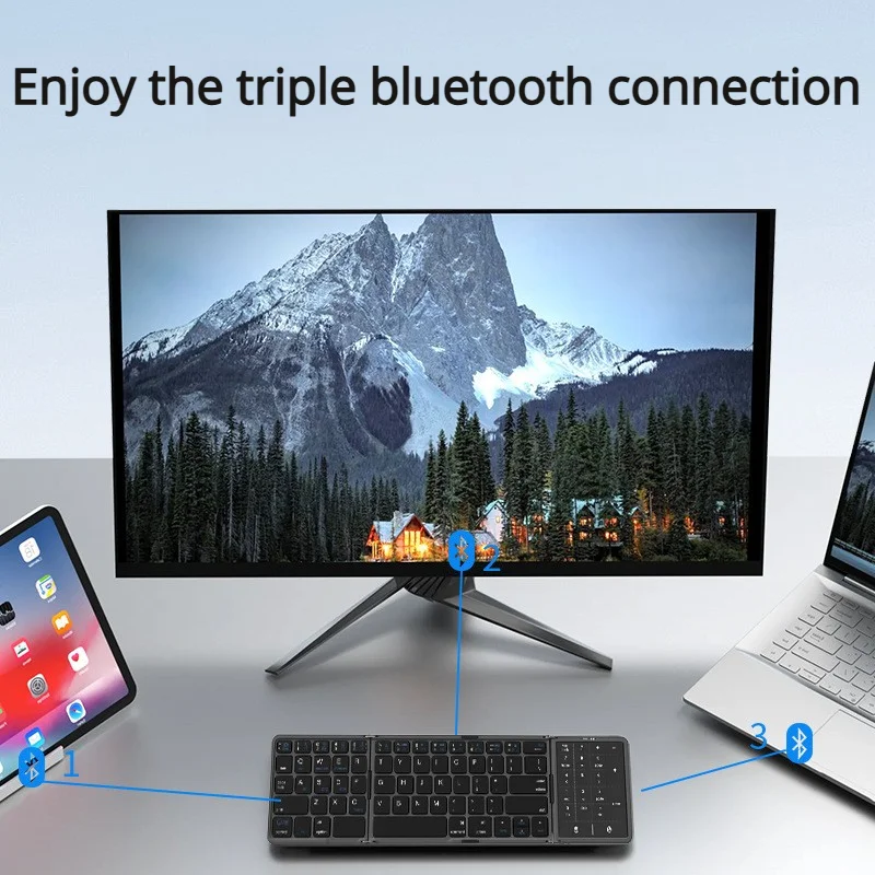 2026 Nuova tastiera pieghevole a tre ante Bluetooth con touchpad, portatile, pieghevole, per PC, Mac, smartphone e iPad_voghion.com