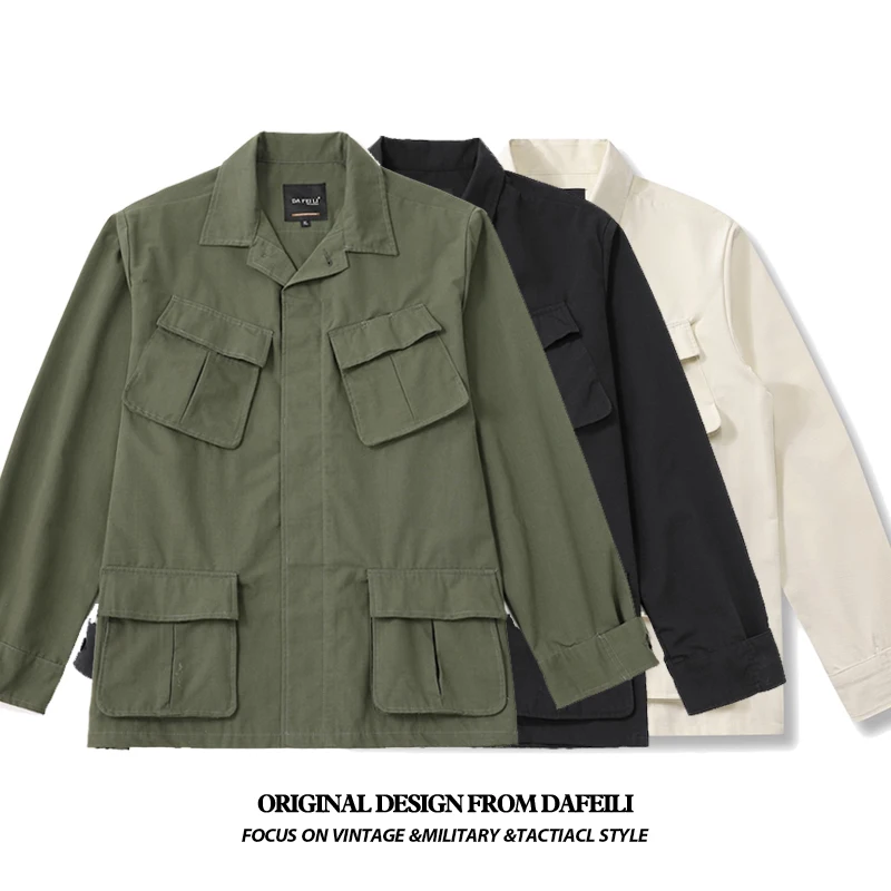 Veste de pêche camouflage jungle M65 - Softshell vert olive multi-poches safari