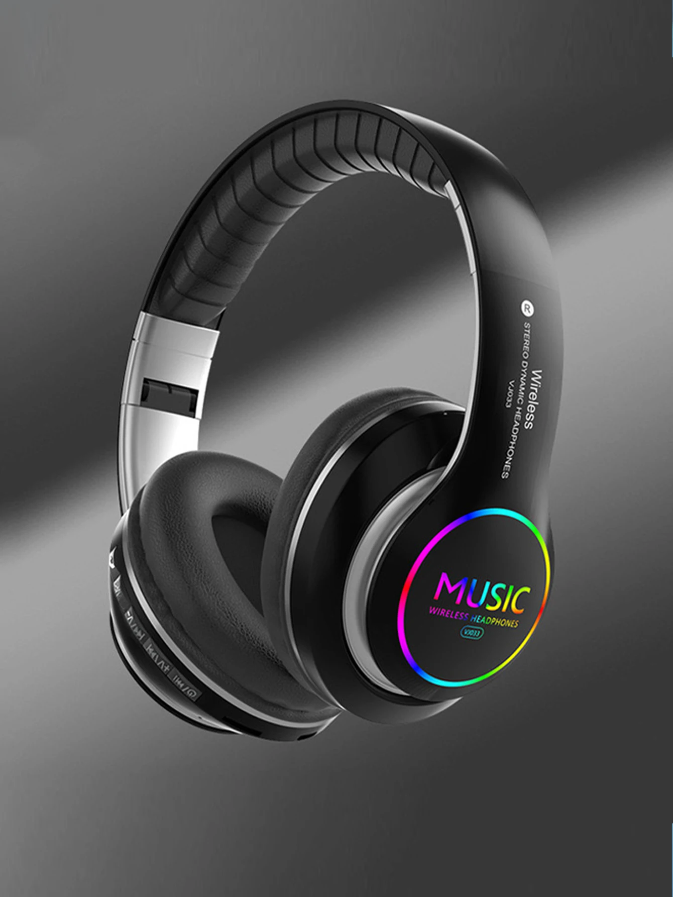 Colorful and cool glowing over-ear Bluetooth headphones with long-lasting battery life,  suitable for gaming and sports. 3