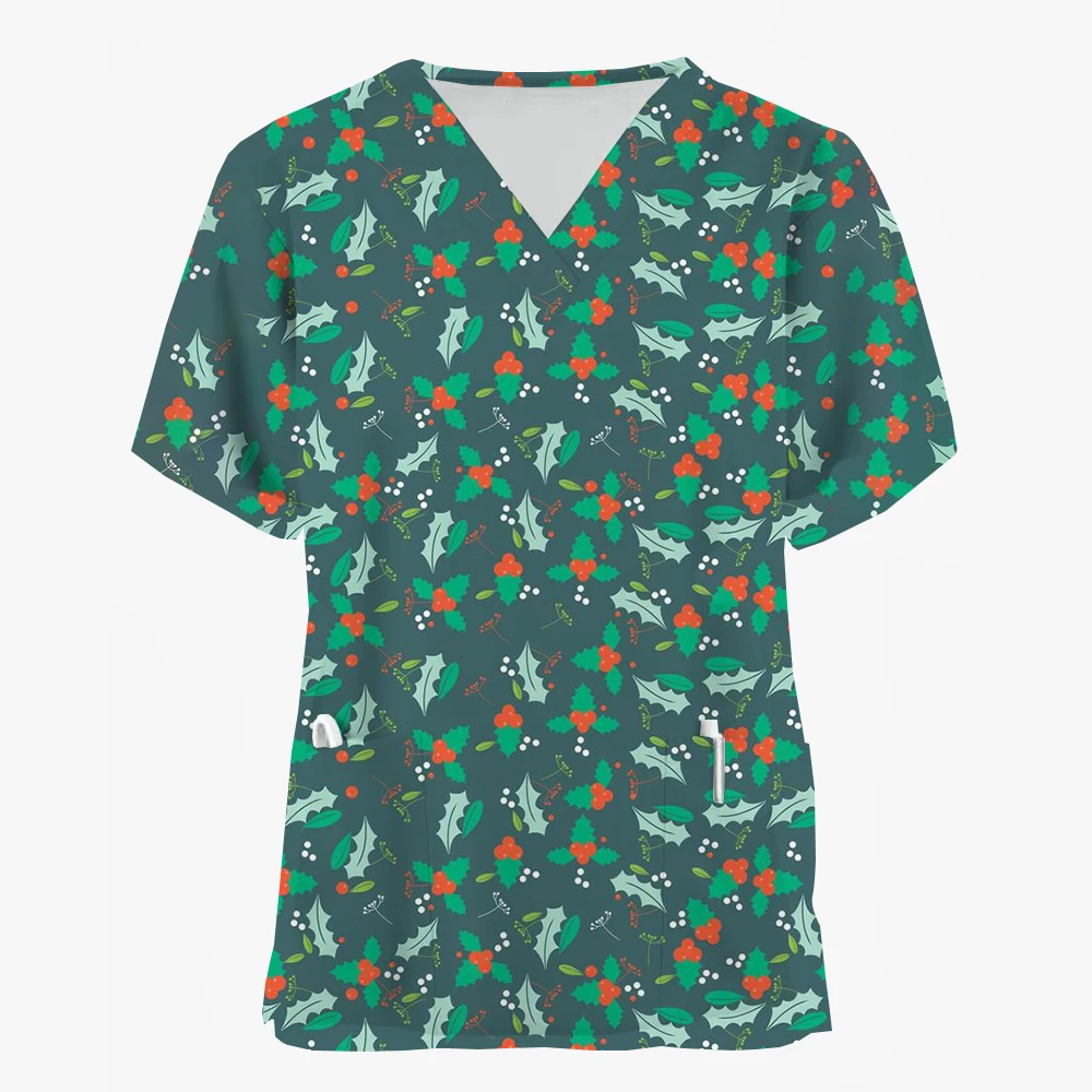 Christmas Nurse Uniform Scrubs Tops Womens Xmas Cartoon Elk Print Short  Sleeve Pocket Overalls Uniforms Medical Nursing Blouse - AliExpress, image size:1000x1000