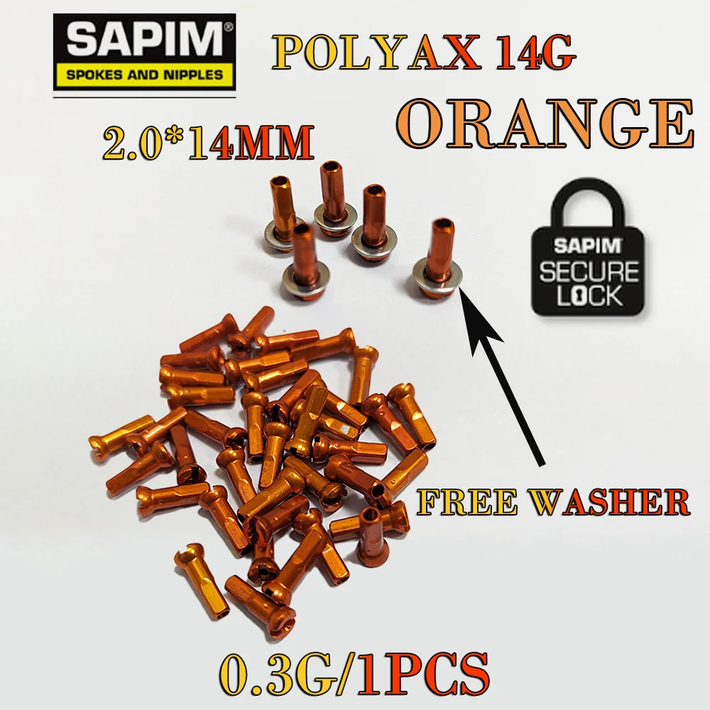 

Sapim Polyax MTB Road Bicycle Aluminum alloy 2.0 14G Nipple Free Spoke Washers Orange More than DT Pillar TANZANITE