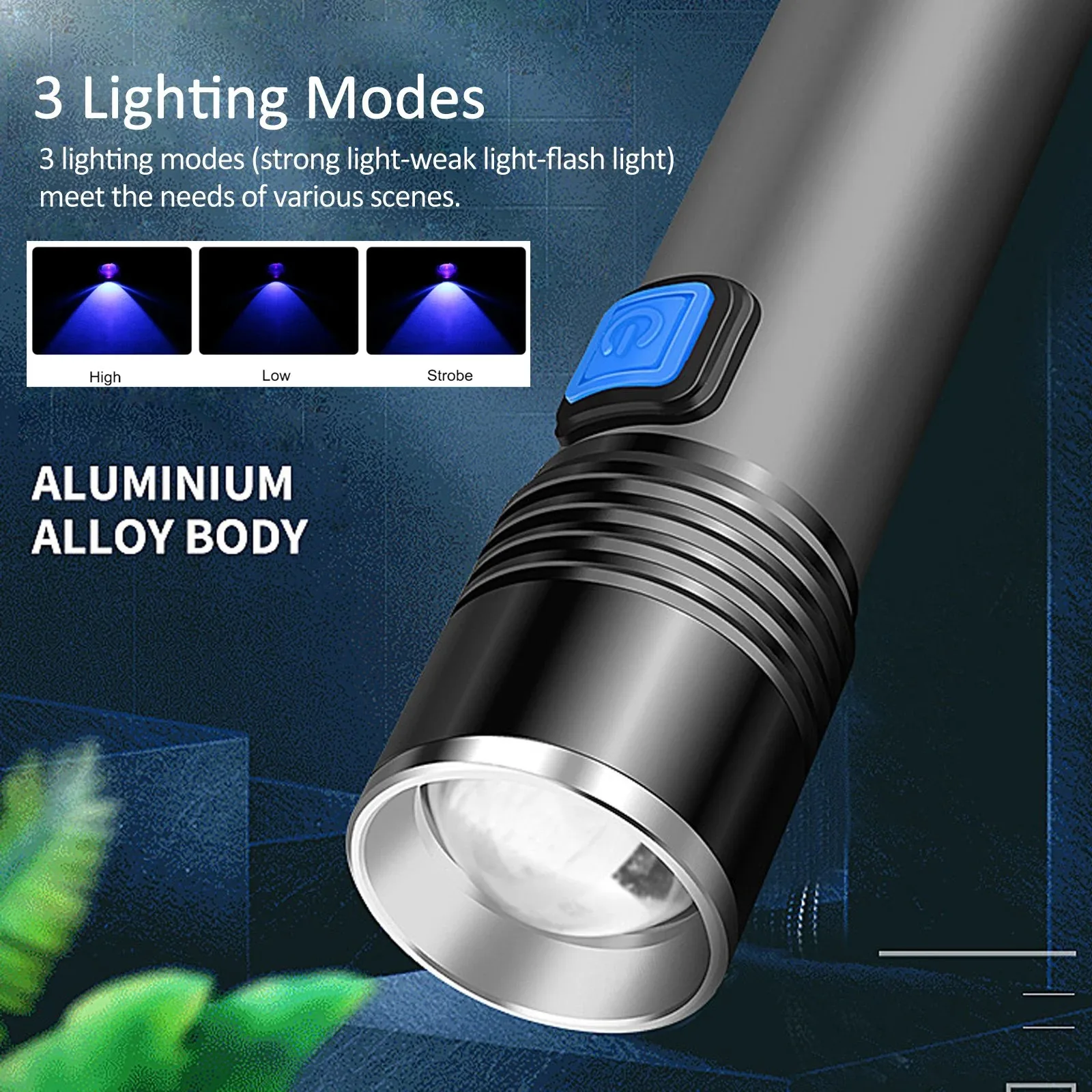 UV Blacklight Flashlight with Zoomable and Rechargeable Features for Pet Stain Detection and Resin Curing