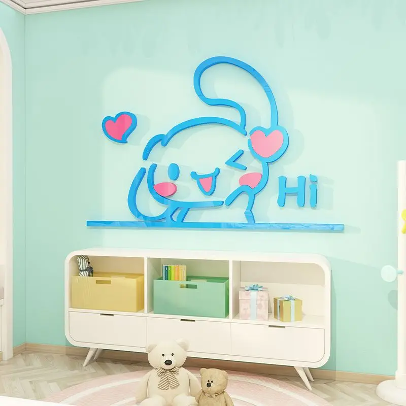 New 4Pcs Kawaii Sanrio Hello Kitty Wall Decor Stickers Girls Chidren 3D  Acrylic Room Decoration Cute Anime Wallpapers Gifts 2023 - AliExpress