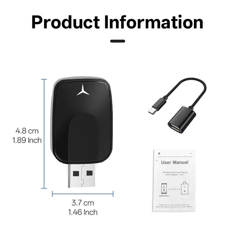 2in1 Wired to Wireless Carplay Adapter Android Auto Smart Dongle Plug Play For A