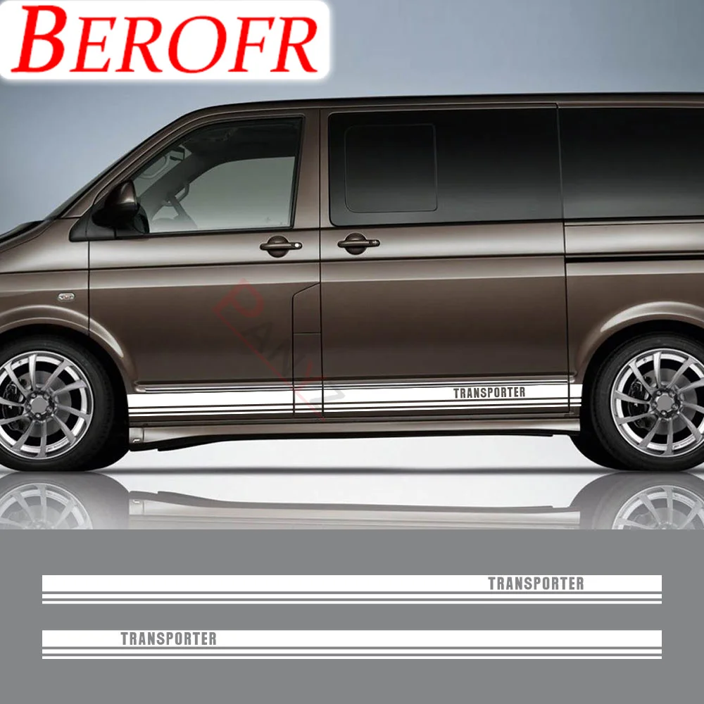 Per Volkswagen Vw Transporter T3 T4 T5 T6 2 Pezzi Adesivi Laterali Per Portiera Dell'Auto Camper Van Long Line Graphics Decalcomanie In Vinile Accesso