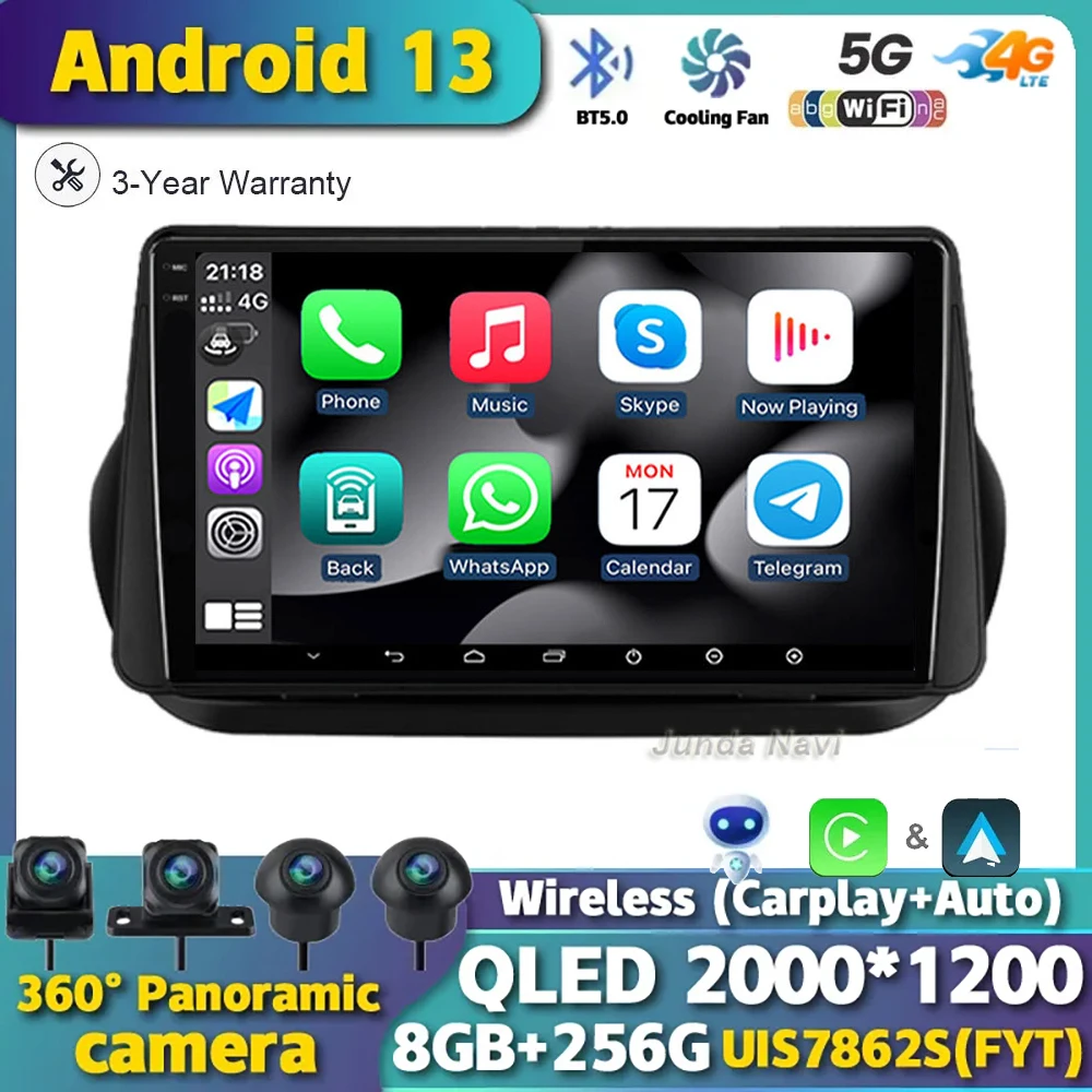 Android 13 Autoradio Stereo Per Fiat Fiorino Qubo Per Citroen Nemo Per Peugeot Bipper 2008-2017 Lettore Video Multimediale Carplay
