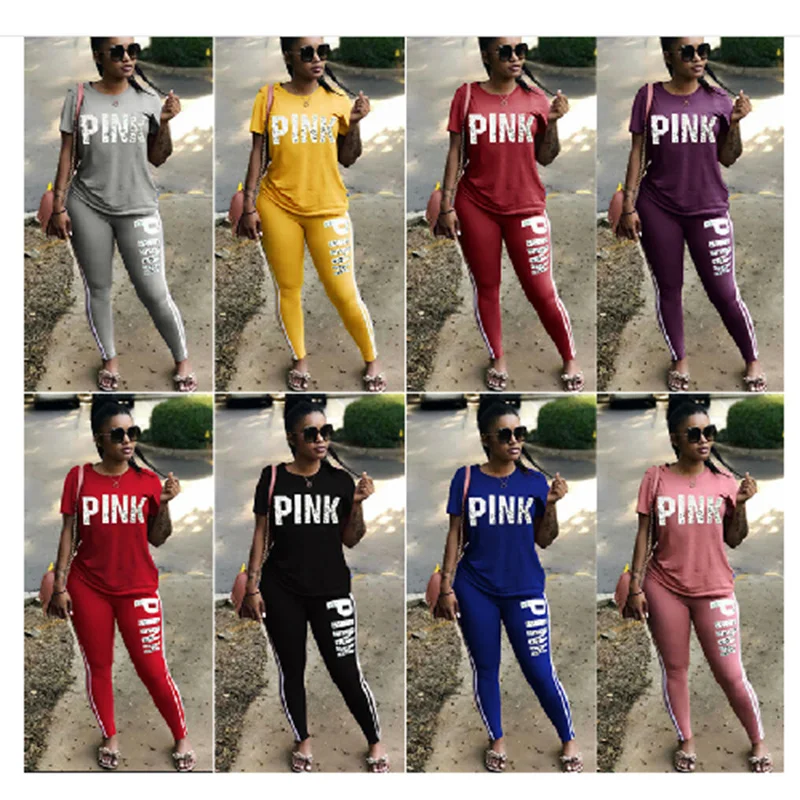 

340524009 European and American printed pink casual women's suit