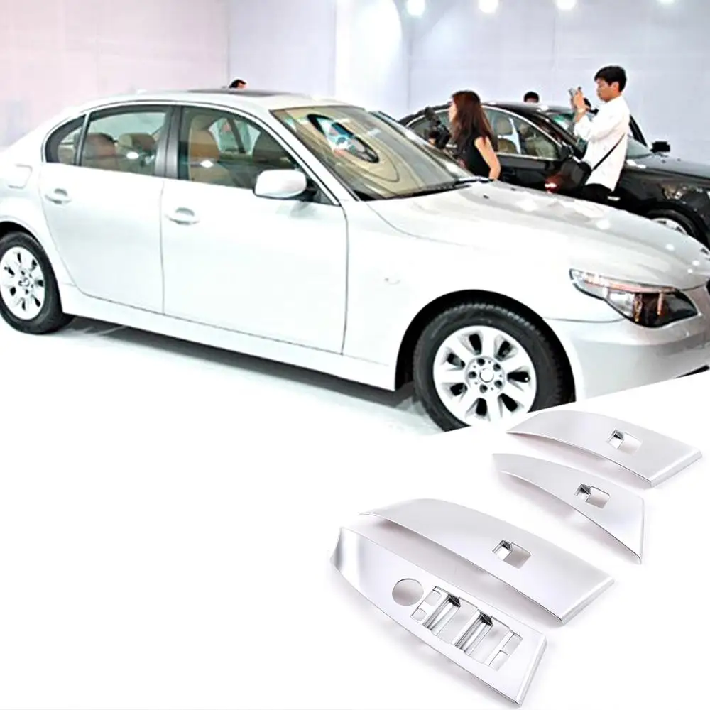 

4 шт., хромированные кнопки для стеклоподъемника BMW 5 Series E60 525li 2004-2006 ABS