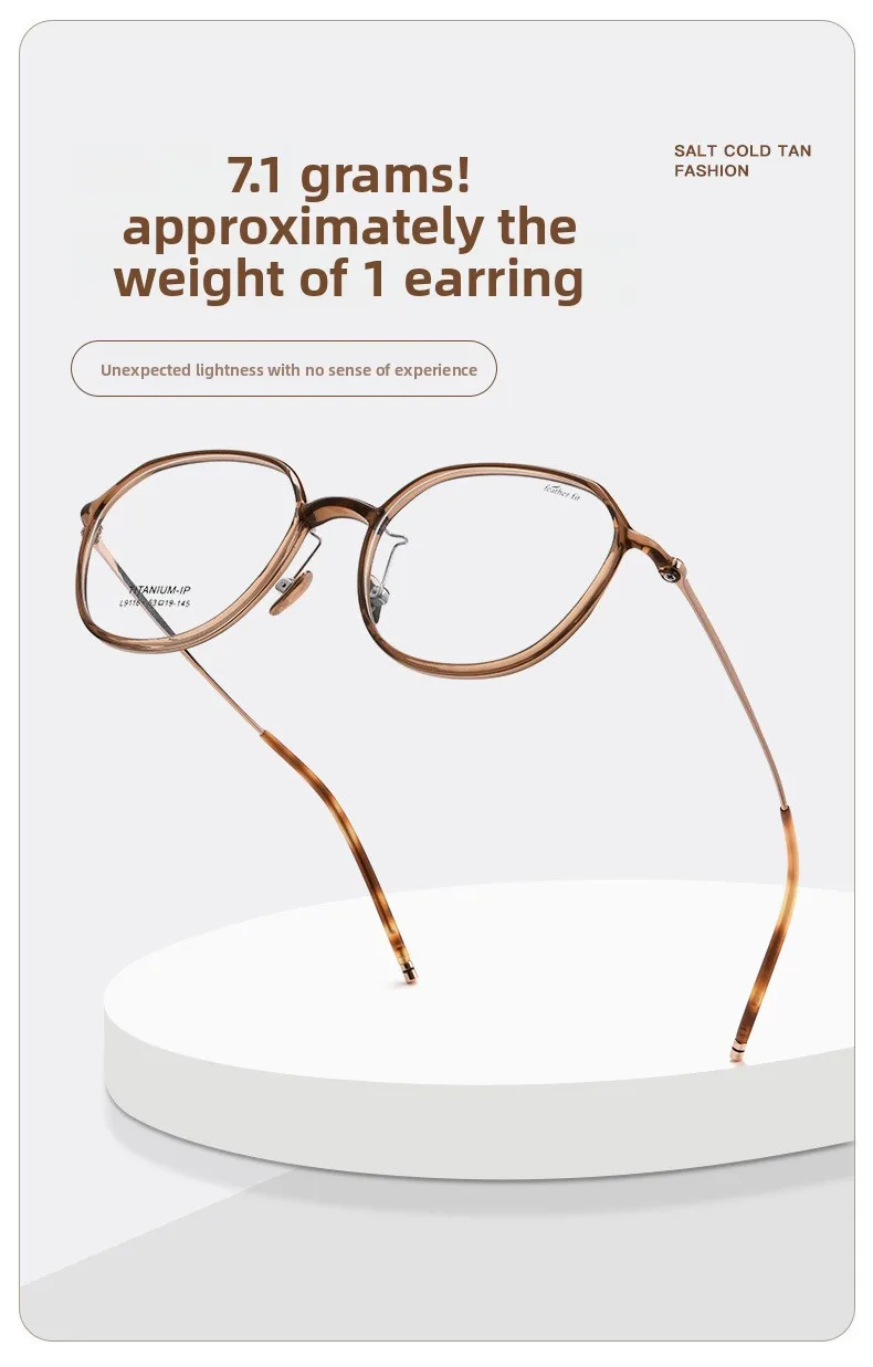 7,1 g Feder-Titan-Brille, elliptische Vintage-Rahmen mit Vollformat, ultraleichte kleine Retro-Brille für die tägliche Eleganz – Detail 4