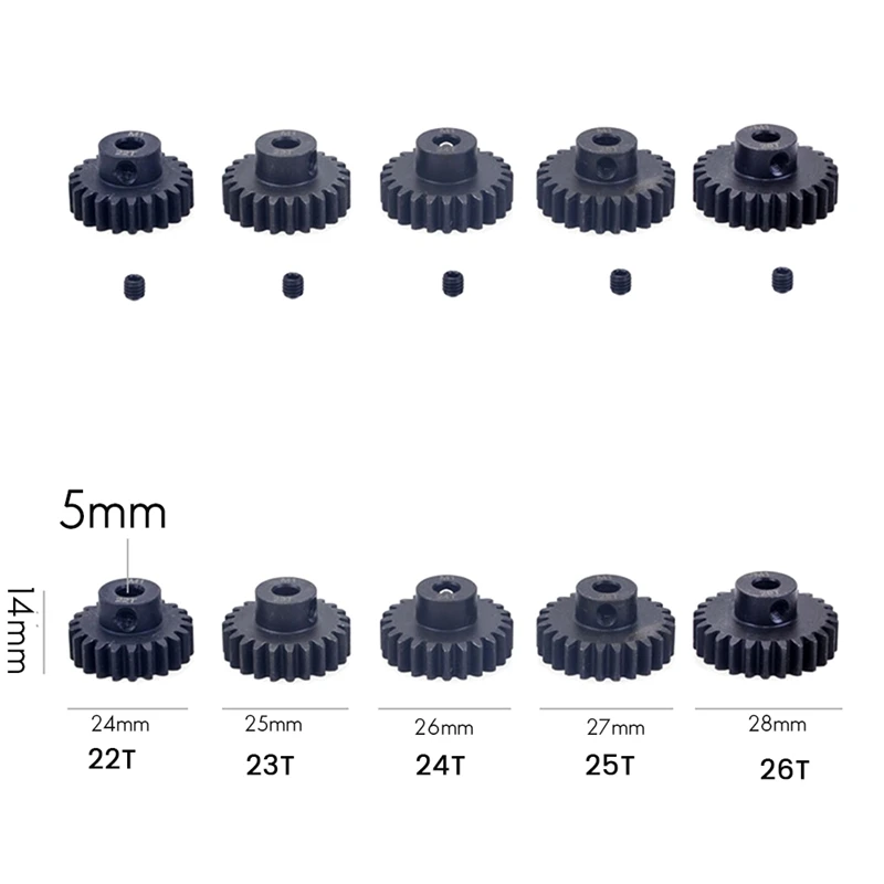 M1 5Mm Black Steel Metal Pinion Motor Gear For 1/10 Rc Model Car Moto-A37R
