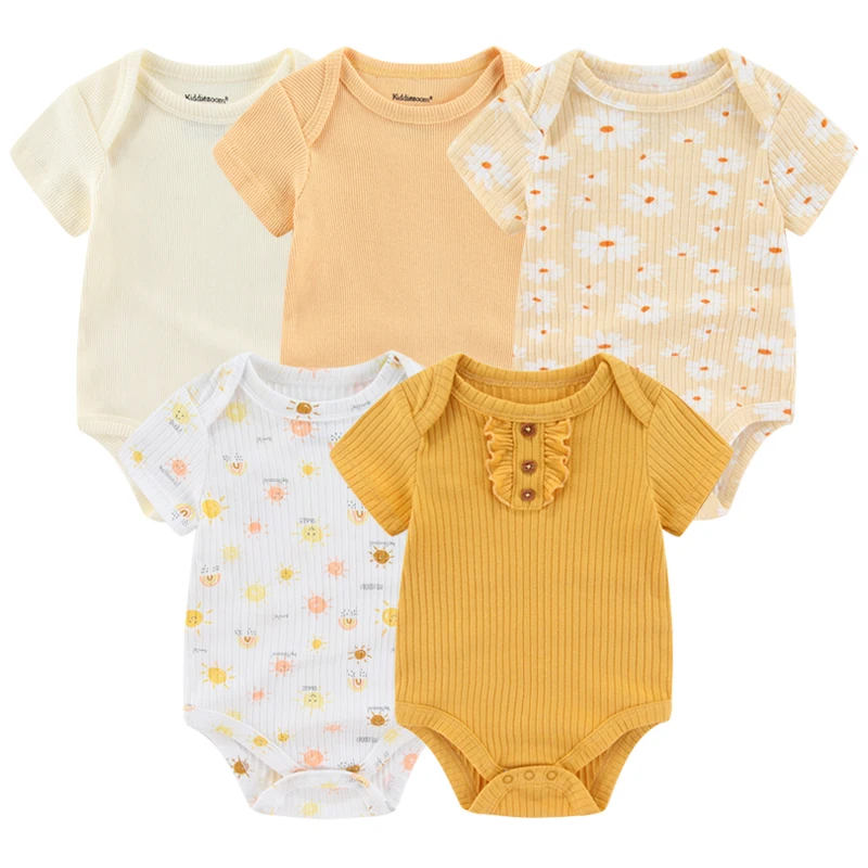 5 piece Soft Cotton Cartoon Short Sleeve Onesies 4