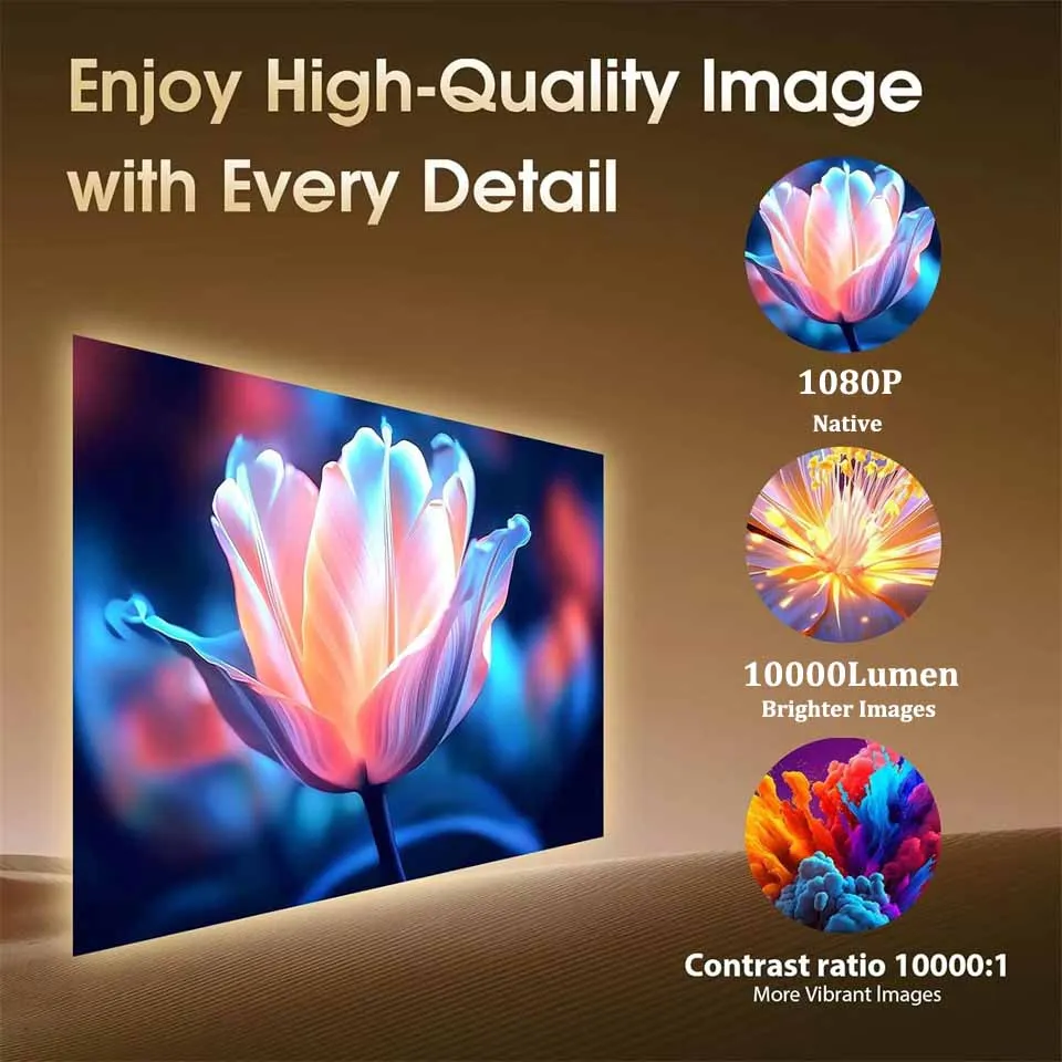 HY320 4K HD 프로젝터 1080P HD 290ANSI 안드로이드 11 휴대용 WiFi 6 BT5.0 야외 극장 HiFi 스피커 홈 시네마 프로젝터
