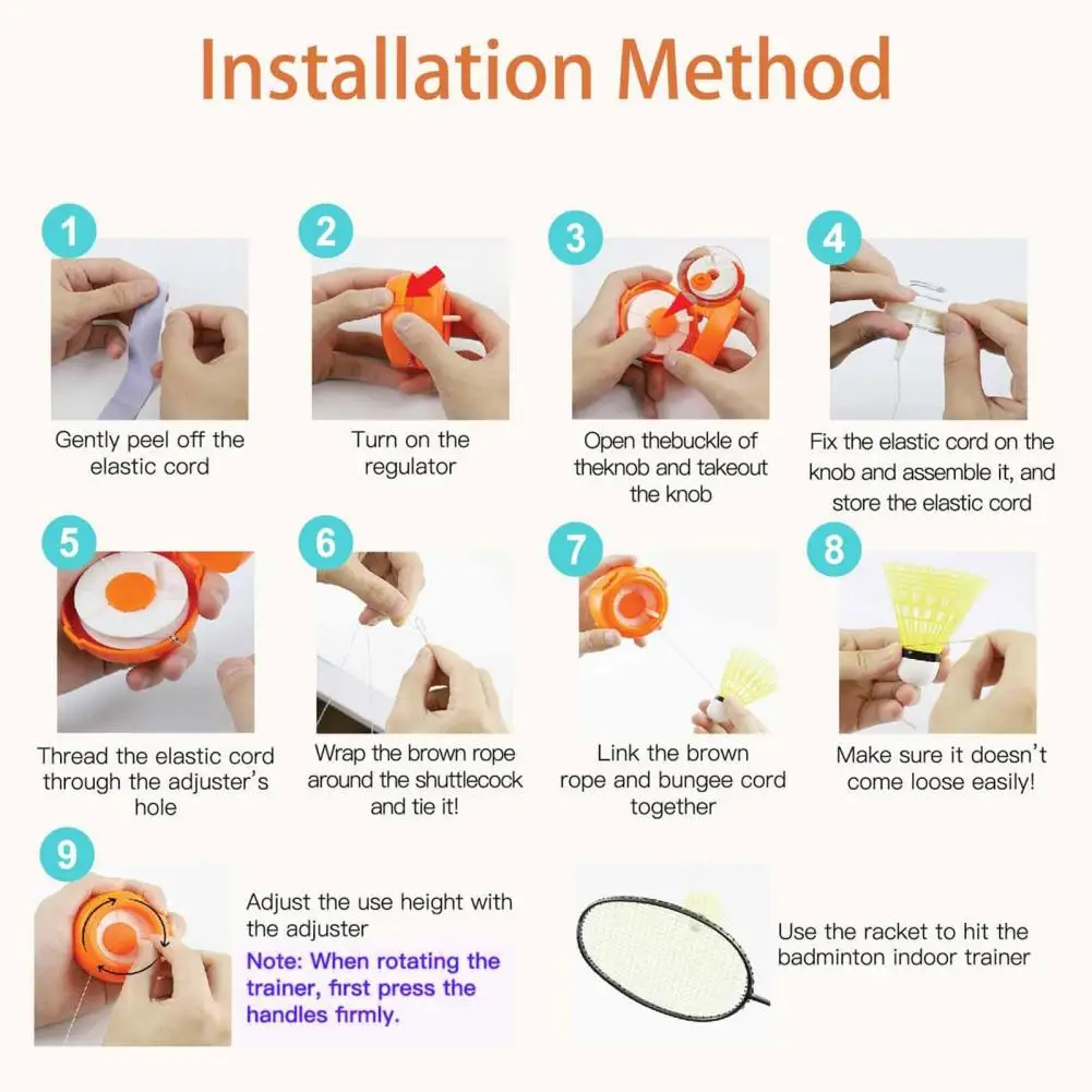9cm Badminton Rebound Trainer Self Training Tool With Elastic Rope Simple Installation Badminton Indoor Trainer Set