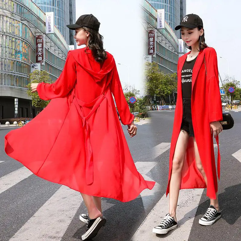 thumbnail image 1 of Cárdigan de chal liso de verano con capucha, camisas de playa, cárdigan de manga larga de gran tamaño para mujer, blusas sueltas con protección solar tipo vendaje, 1 of 5
