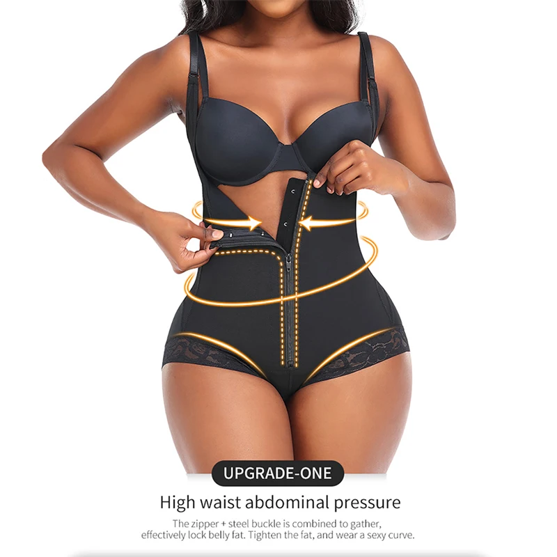 Full Body Shapewear for Women Tummy Control Fajas Reductoras Body Shaper Zipper Open Bust Bodysuit Hip Enhancer Waist Trainer