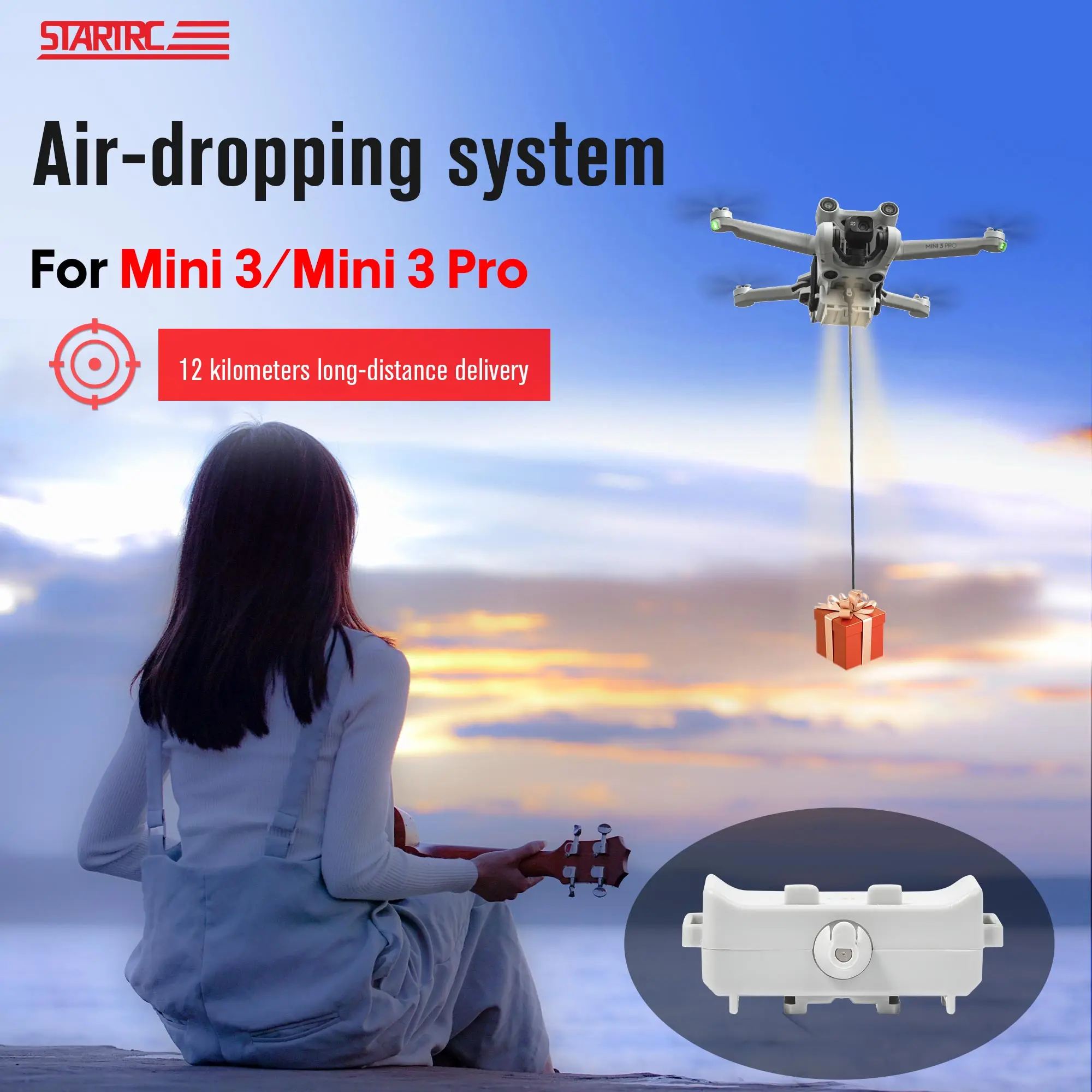 

Airdrop Thrower System for DJI Mini 3 PRO/Mini 3 Drone 12KM Delivery Fishing Bait Wedding Ring Gift Life Rescue Air-dropping
