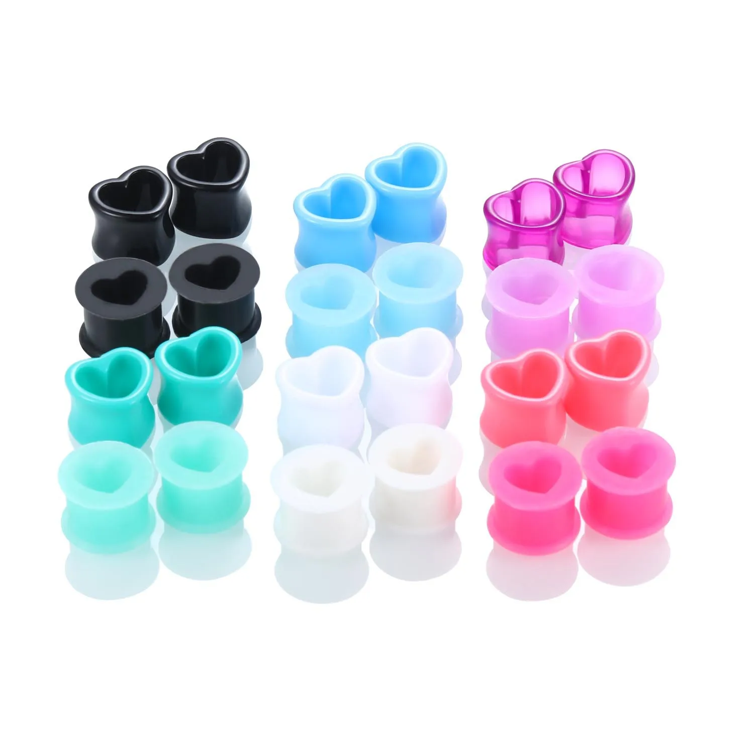 

Guemcal Heart Ear Gauge Plugs and Tunnels 4-20mm Ear Expander Stretcher Earrings Piercing Fashion Jewelry 12 Pair