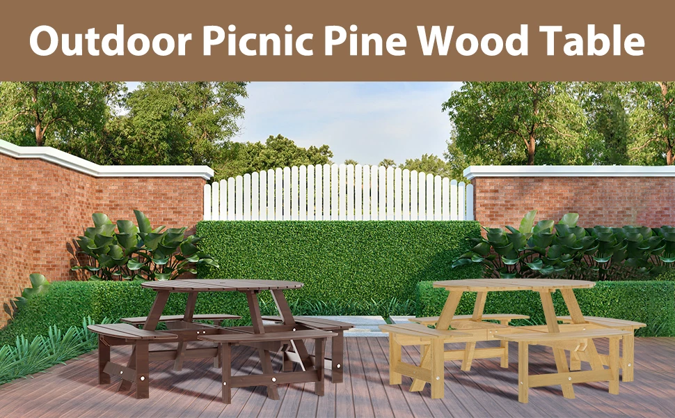 wooden picnic tables for outdoors