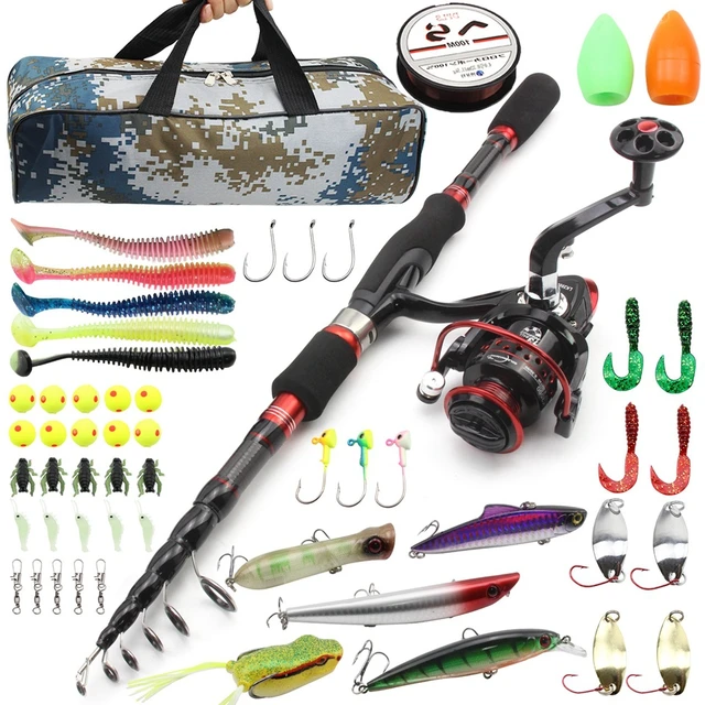 1.8M-2.1M Fishing Rods and Reels Combo Telescopic Spinning Fishing Rod Set  with Accessories Full Fishing Tackle Kit