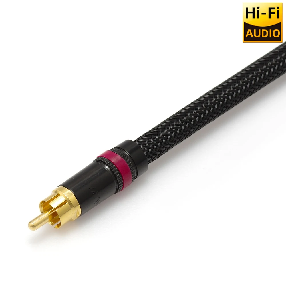 ▲ HIFI OCC 구리 베이스 서브우퍼 오디오 케이블 OCC 이중 차폐 RCA 금도금 플러그 HIFI 라인 (앰프, 홈시어터 스피커용)
