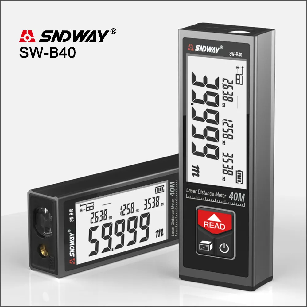 

SNDWAY SW-B40/B50/B60 Laser Distance Meter Handheld Rangefinder Digital Distance Measuring Meter Indoor