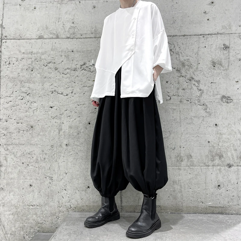 Casual Pants for Men High Street Elastic Waist Harem Pants Male Black Large Size 6XL Wide Leg Bloomers Trousers Streetwear 2