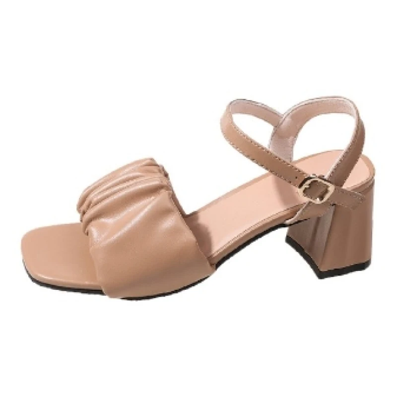 

Plus Size 41 42 New Fashion White High Heel Shoe Buckle Grace Dress Female Designer Party Shoes 2024 Summer Women's Sandals New