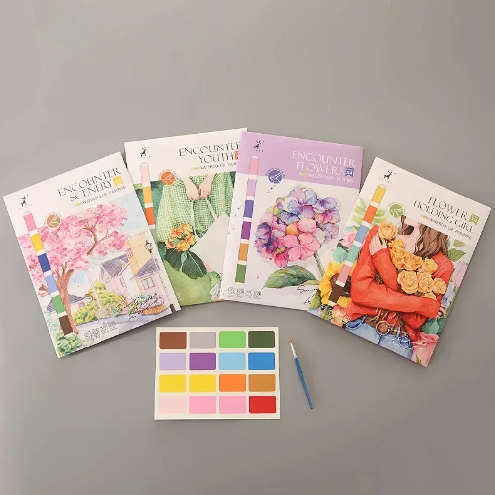 Portable Watercolor Painting Book – 4 Sheets with Brush 2