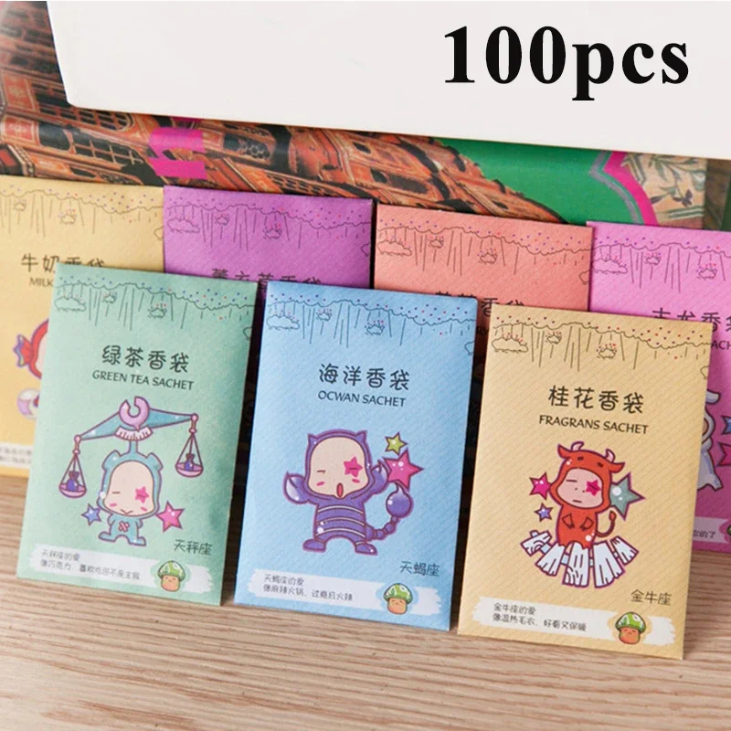 Fragrance Bags Natural Sachet Aromatherapy Hanging Fragrant Sachet Paper Pocket for Wardrobe 100Pcs
