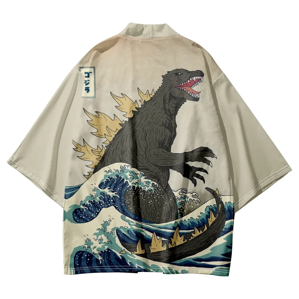 new Japanese Style Cartoon Monster pattern Kimono outdoor Casual Harajuku Style unisex Cardigan Traditional Men's Cosplay Haori