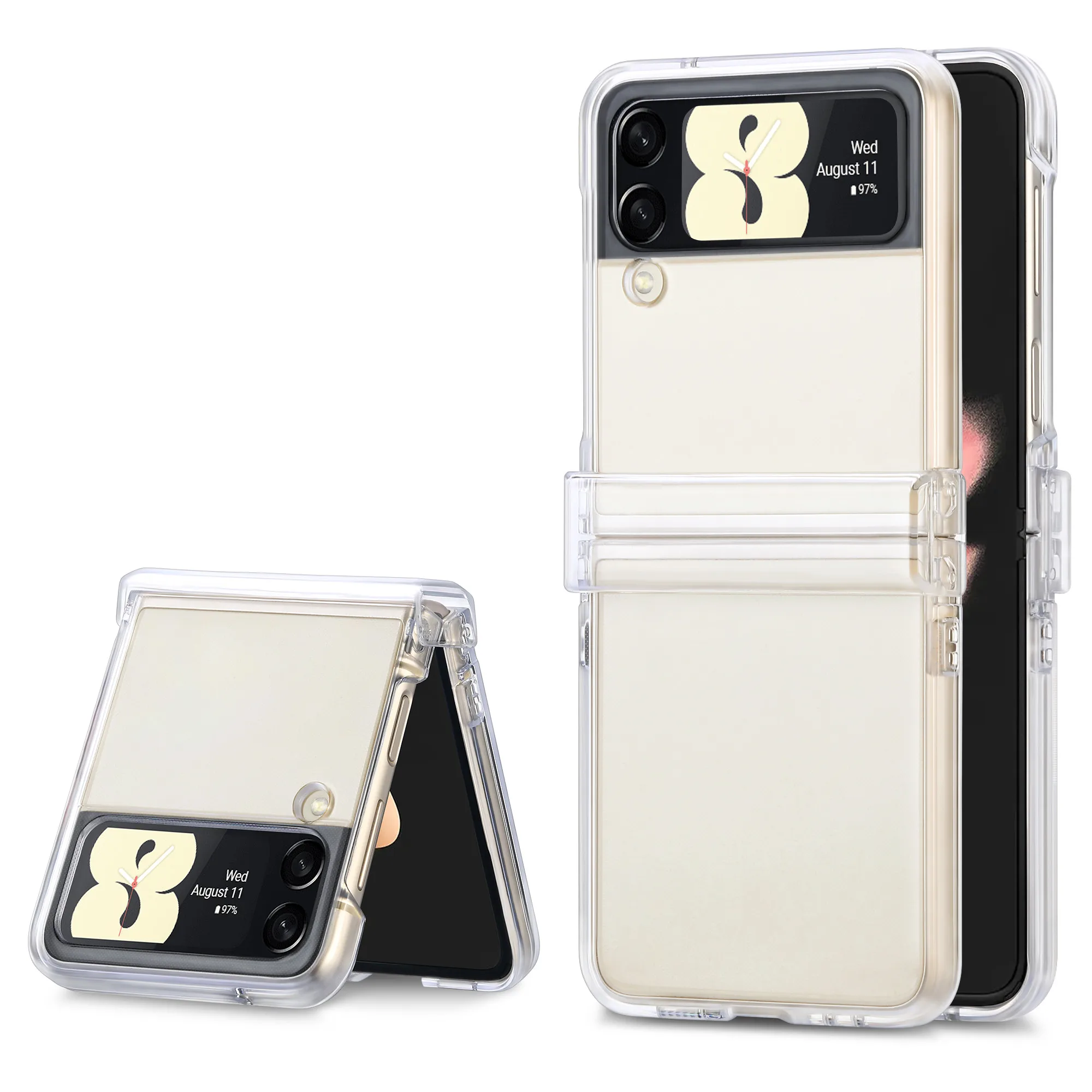 Custodia Protettiva Antiscivolo Con Cerniera Per Samsung Galaxy Z Flip 5 Flip5 5G Flip4 Flip3 Flip 3 4 Accessori Per Telefoni Pieghevoli Trasparenti P