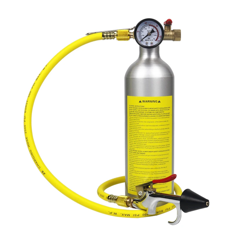 자동차 A/C 시스템 파이프라인 플러싱 도구 세트, 자동차 에어컨 파이프 청소 병, 알루미늄 합금 소재