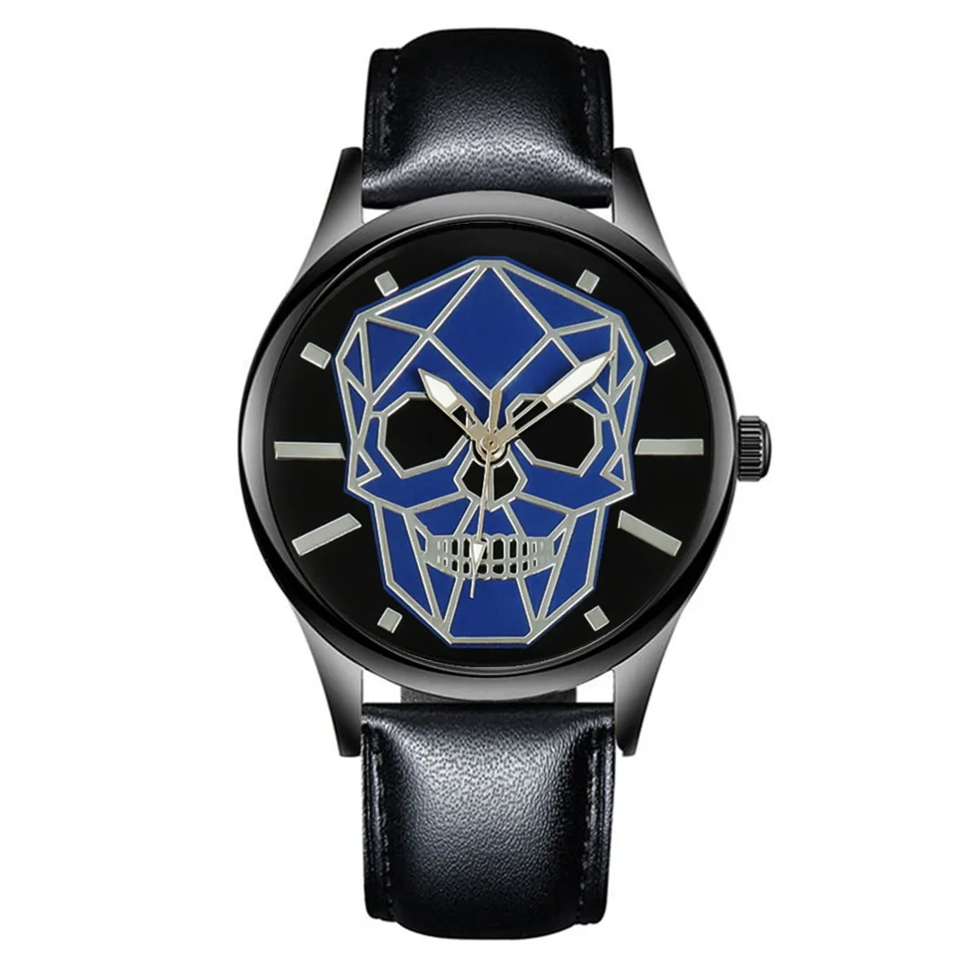 2022 Men Stainless Steel Mesh Watch Fashion Casual Skull Pattern Quartz Watch Analog Male Military Wristwatch Relogio Masculino