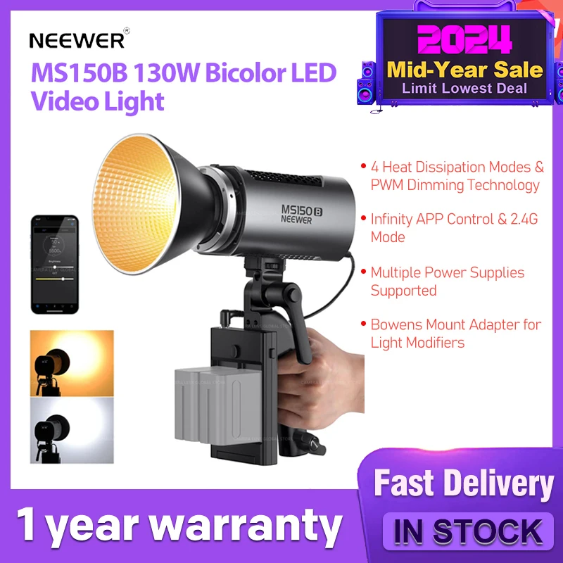 Neewer-bicolor LEDビデオライト,ms150b,130w,インフィニティアプリ 