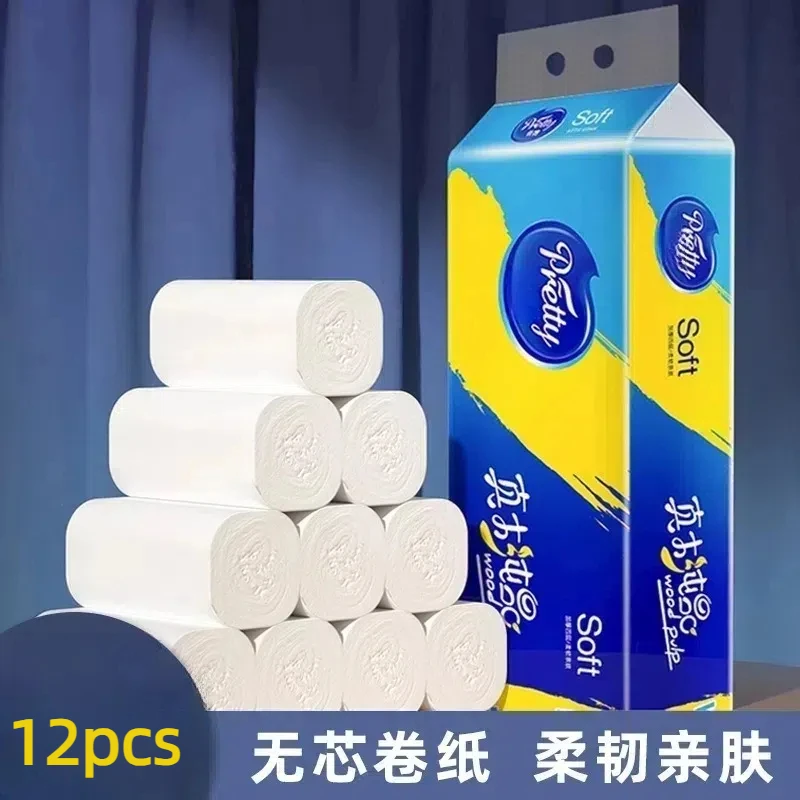 Toilet Paper 12 Rolls Five Layers Thickened Core Roll