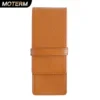 Moterm Genuine Leather Flap Pen Bag with Magnetic Attraction for Three Pens Pebbled Grain Pencil Case Stationary Pen Pouch 1