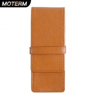 Moterm Genuine Leather Flap Pen Bag with Magnetic Attraction for Three Pens Pebbled Grain Pencil Case Stationary Pen Pouch 1