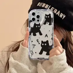 Charming Black Cat Duo Protective Phone Case - Curly Back Cover for Reno8Z 5G (S12315)