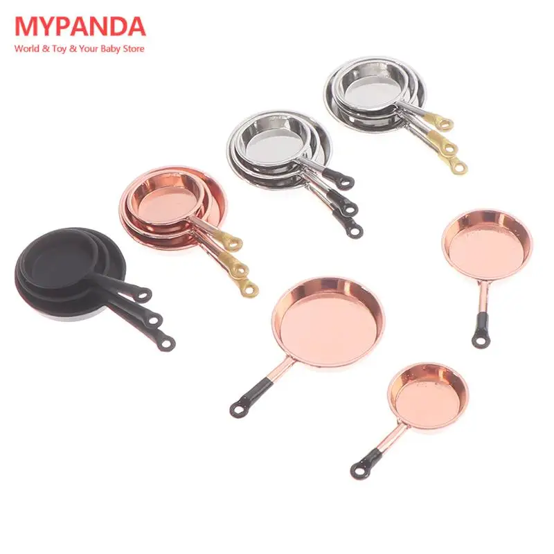 

3Pcs 1/12 Dollhouse Miniature Accessories Mini Metal Saucepan Simulation Furniture Kitchen Pan Model Toys for Doll House Decor