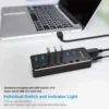 RSHTECH 7-Port USB 3.0 Hub Aluminum 5Gbps Data Transfer Splitter with Individual On/Off Switches and 5V/2A Adapter 2