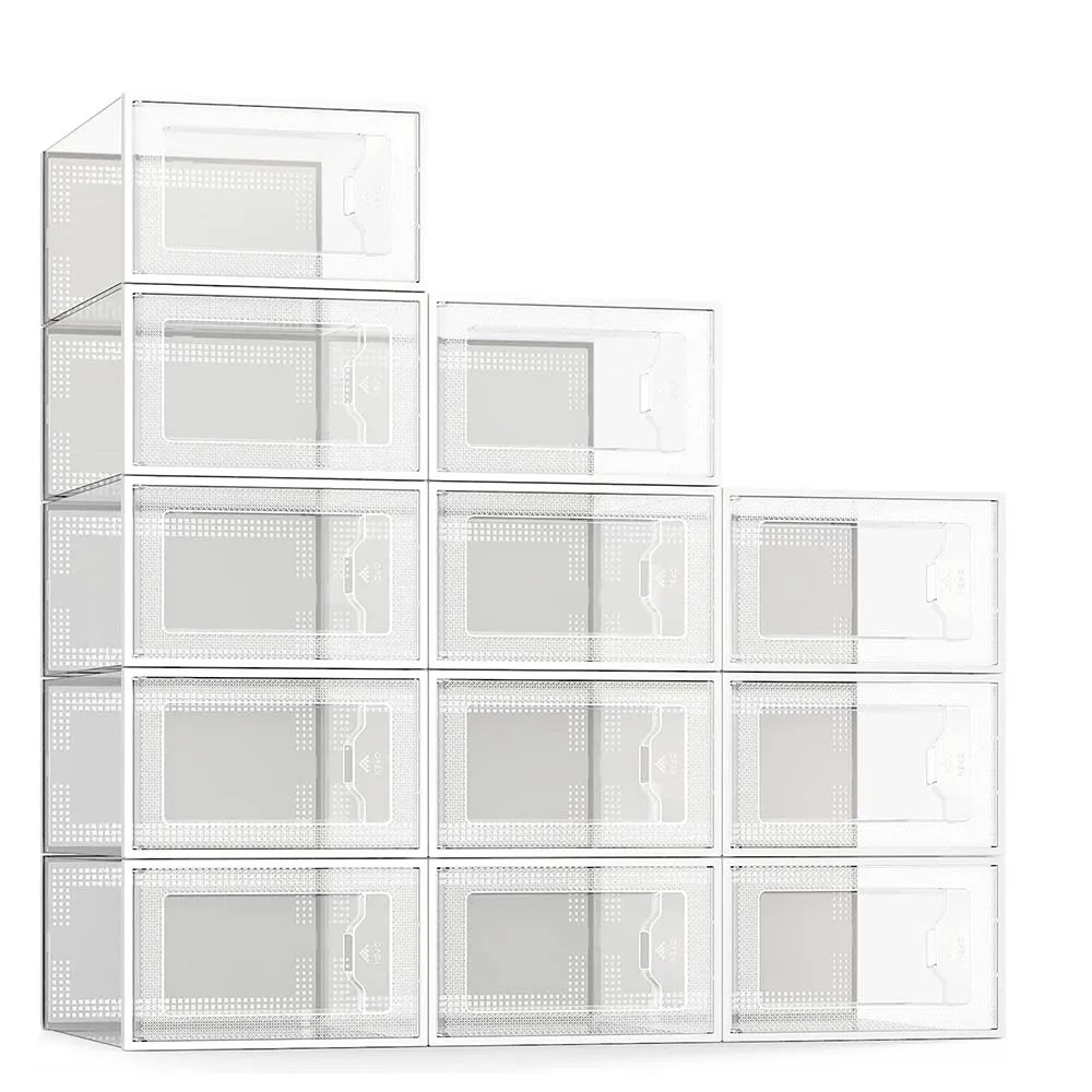 

Shoe Storage Box, Clear Plastic Stackable Shoe Organizer for Closet,Space Saving Foldable Shoe Rack Sneaker Container Bin Holder