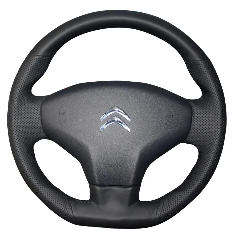 

Non-slip Black Leather Car Steering Wheel Cover for Citroen Elysee C-Elysee 2014 New Elysee Interior Accessories